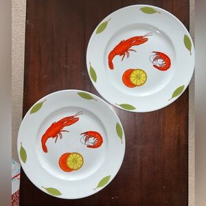 (2) VTG BIA Cordon Bleu EL MAR 12” Seafood Lobs Ter Shrimp Plates Platters